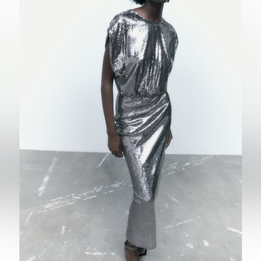 Zara Silver Sequin Festive dress
